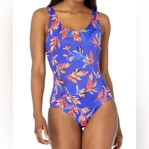 L.L. Bean floral Scoop Neck swimsuit - 10 - New